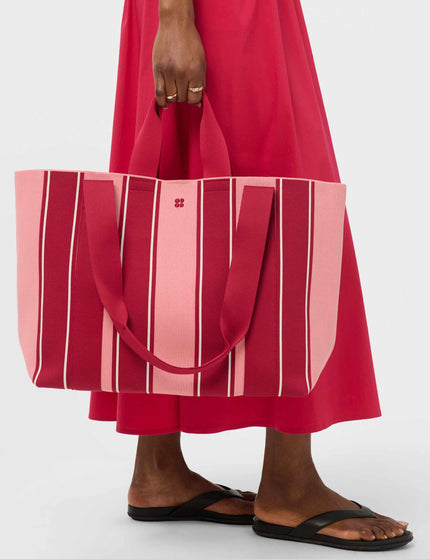 Sweaty Betty Knitted Stripe Bag - Melrose Pink/Crimson Red Stripeimages7- The Sports Edit
