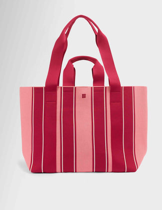 Knitted Stripe Bag - Melrose Pink/Crimson Red Stripe