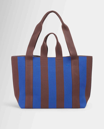 Knitted Stripe Bag - Prussian Blue/Chestnut Brown Stripe