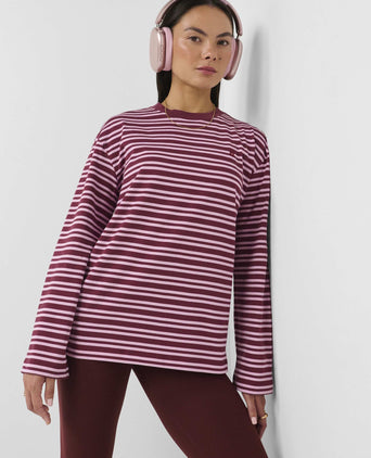 Long Sleeved T-Shirt - Malbec Red Stripe
