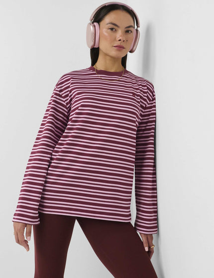 Sweaty Betty Long Sleeved T-Shirt - Malbec Red Stripeimages1- The Sports Edit
