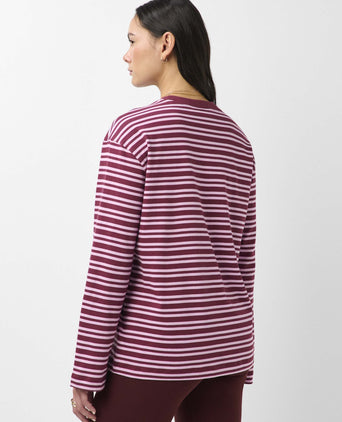 Long Sleeved T-Shirt - Malbec Red Stripe