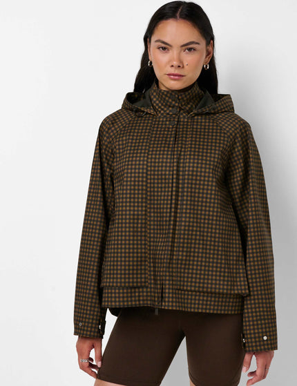 Sweaty Betty Motion Waterproof Cropped Parka - Brown Mini Check Printimages1- The Sports Edit