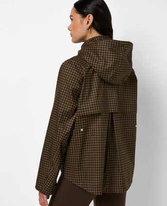Motion Waterproof Cropped Parka - Brown Mini Check Print