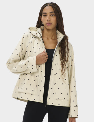 Motion Waterproof Cropped Parka - Cream SB Polka Print