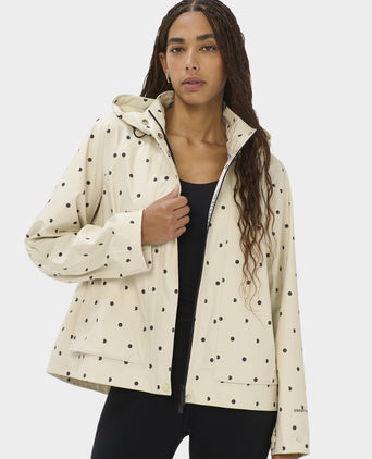Motion Waterproof Cropped Parka - Cream SB Polka Print