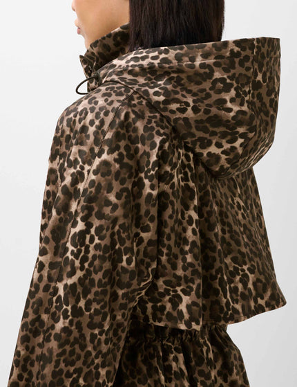Sweaty Betty Motion Waterproof Longline Parka - Brown Ink Leopard Printimages4- The Sports Edit
