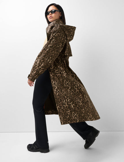 Sweaty Betty Motion Waterproof Longline Parka - Brown Ink Leopard Printimages6- The Sports Edit