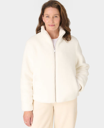 Navigate Sherpa Zip Up Jacket - Studio White