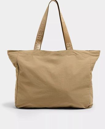 Nylon Ruched Tote Bag - Strata Beige