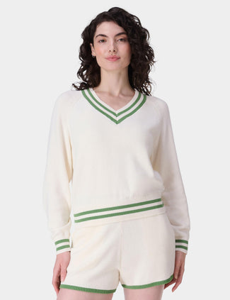 Off Court V-Neck Jumper - Lily White