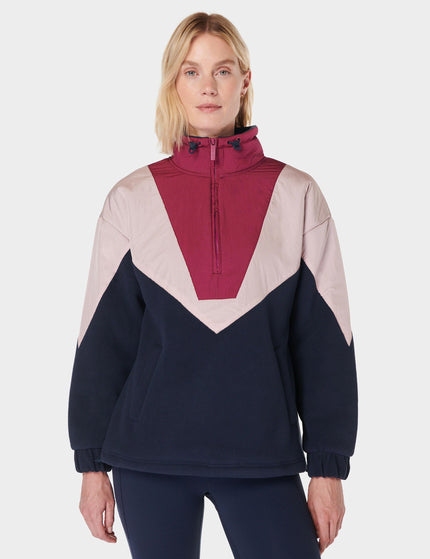 Sweaty Betty Orbit Fleece Half Zip - Navy Blue Colour Blockimages1- The Sports Edit