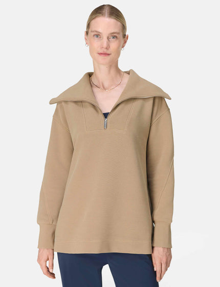 Sweaty Betty Peaceful Rib Half Zip Sweatshirt - Sepia Brownimages1- The Sports Edit