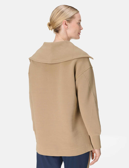 Sweaty Betty Peaceful Rib Half Zip Sweatshirt - Sepia Brownimages2- The Sports Edit