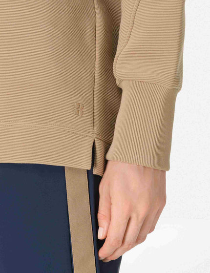 Sweaty Betty Peaceful Rib Half Zip Sweatshirt - Sepia Brownimages4- The Sports Edit