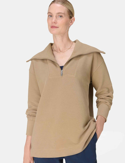 Sweaty Betty Peaceful Rib Half Zip Sweatshirt - Sepia Brownimages5- The Sports Edit