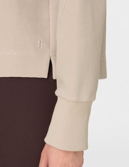 Sweaty Betty Peaceful Ribbed Half Zip Cropped Sweatshirt - Dusk Beigeimages4- The Sports Edit
