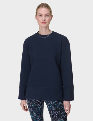 Peaceful Ribbed Sweatshirt - Navy Blue