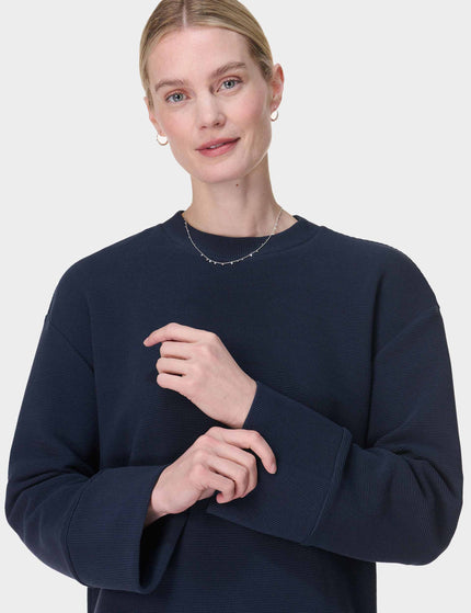 Sweaty Betty Peaceful Ribbed Sweatshirt - Navy Blueimages3- The Sports Edit