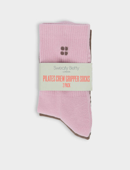 Sweaty Betty Pilates Crew Gripper Sock 2 Pack - Deco Pink/Chestnut Brownimages2- The Sports Edit