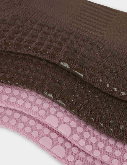 Sweaty Betty Pilates Crew Gripper Sock 2 Pack - Deco Pink/Chestnut Brownimages3- The Sports Edit