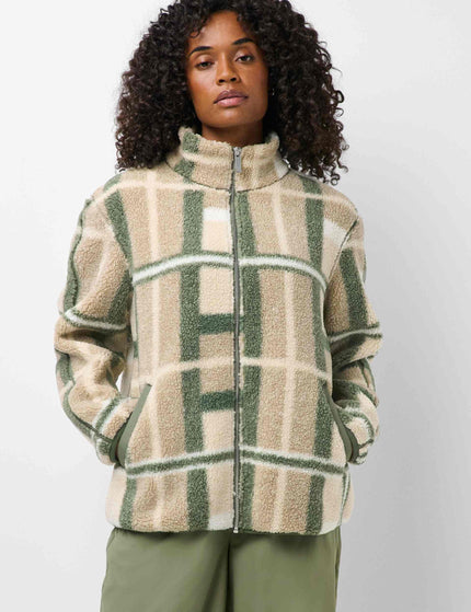 Sweaty Betty Plush Fleece Contrast Zip Up - Beige Macro SB Check Printimages1- The Sports Edit