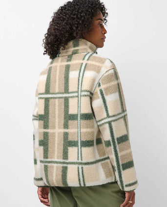 Plush Fleece Contrast Zip Up - Beige Macro SB Check Print