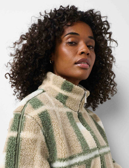 Sweaty Betty Plush Fleece Contrast Zip Up - Beige Macro SB Check Printimages3- The Sports Edit