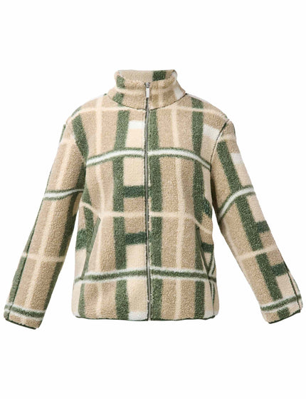 Sweaty Betty Plush Fleece Contrast Zip Up - Beige Macro SB Check Printimages6- The Sports Edit