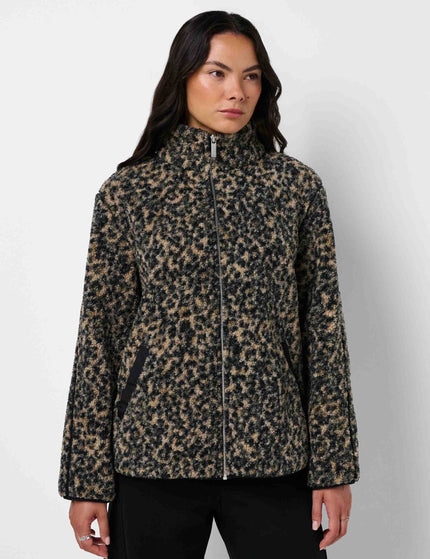 Sweaty Betty Plush Fleece Contrast Zip Up - Brown Ink Leopard Printimages1- The Sports Edit