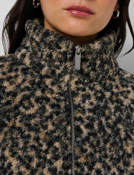 Sweaty Betty Plush Fleece Contrast Zip Up - Brown Ink Leopard Printimages3- The Sports Edit