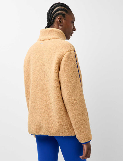 Sweaty Betty Plush Fleece Contrast Zip Up - Desert Beige/Prussian Blueimages2- The Sports Edit