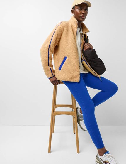 Sweaty Betty Plush Fleece Contrast Zip Up - Desert Beige/Prussian Blueimages5- The Sports Edit