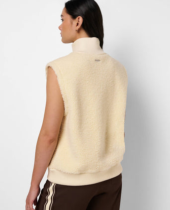Plush Fleece Ribbed Gilet - Ecru Beige