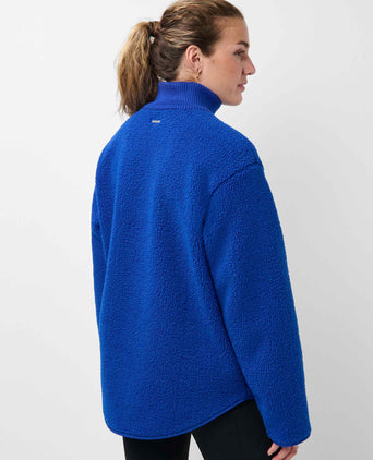 Plush Fleece Ribbed Half Zip - Prussian Blue