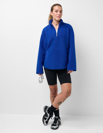Sweaty Betty Plush Fleece Ribbed Half Zip - Prussian Blueimages5- The Sports Edit