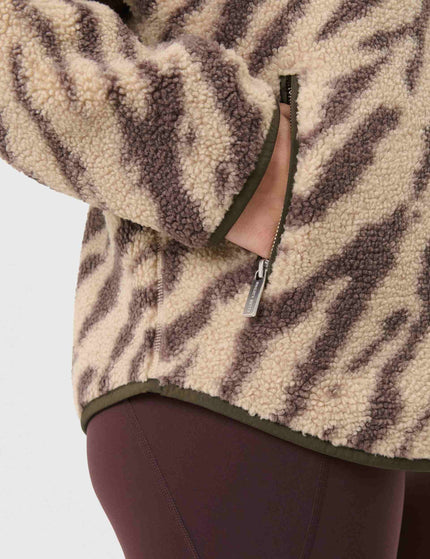 Sweaty Betty Plush Half Zip Fleece - Beige Linear Texture Printimages4- The Sports Edit
