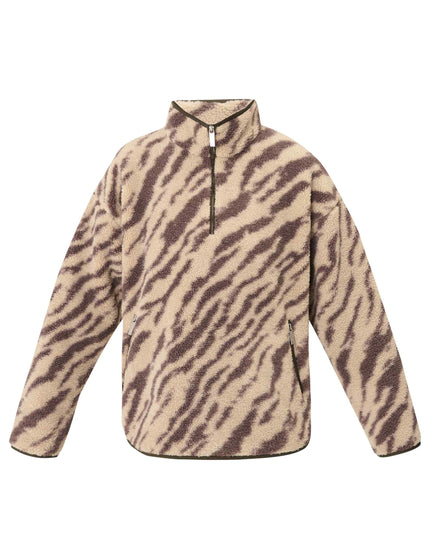 Sweaty Betty Plush Half Zip Fleece - Beige Linear Texture Printimages8- The Sports Edit