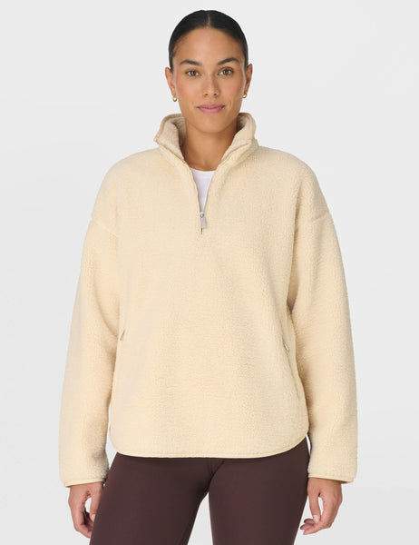 Sweaty Betty | Plush Half Zip Fleece - Buttermilk | The Sports Edit
