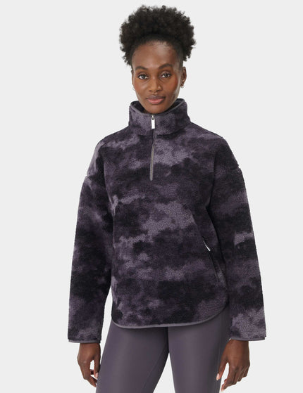 Sweaty Betty Plush Half Zip Fleece - Grey Moon Texture Printimages1- The Sports Edit