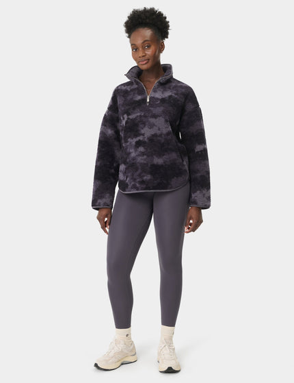 Sweaty Betty Plush Half Zip Fleece - Grey Moon Texture Printimages6- The Sports Edit
