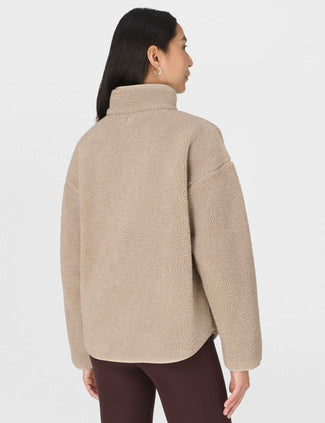 Plush Textured Zip Up Fleece - Dusk Beige