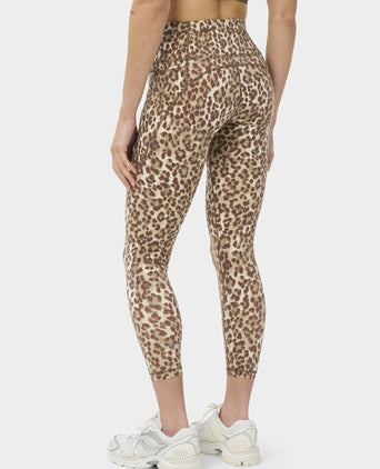 Power 7/8 Gym Leggings - Beige Ink Leopard Print