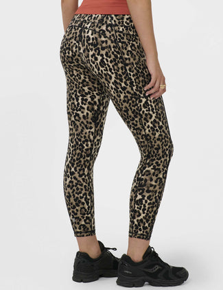 Power 7/8 Piping Workout Leggings - Brown Ink Leopard Print