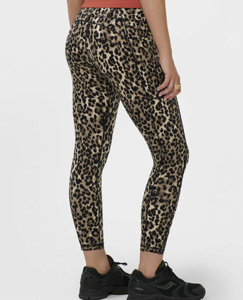 Power 7/8 Piping Workout Leggings - Brown Ink Leopard Print