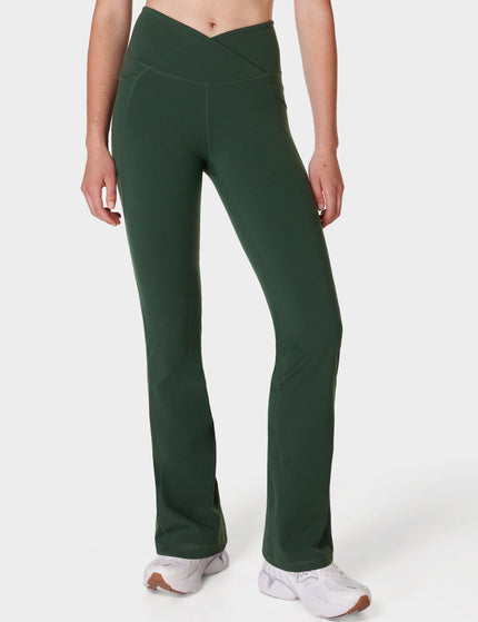 Sweaty Betty Power Bootcut Wrap Waist Gym Trousers - Trek Greenimages1- The Sports Edit