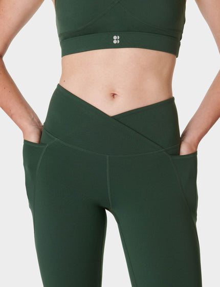 Sweaty Betty Power Bootcut Wrap Waist Gym Trousers - Trek Greenimages3- The Sports Edit