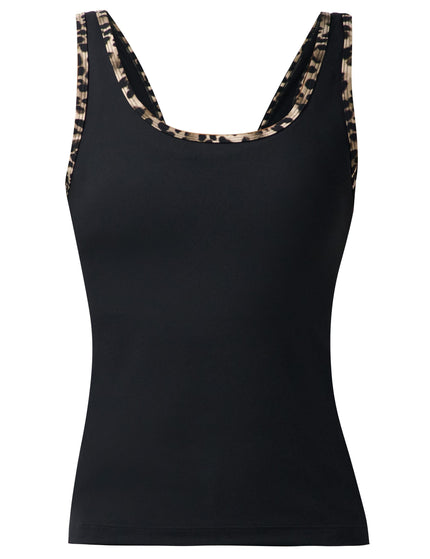 Sweaty Betty Power Contrast Binding Tank - Black Brown Ink Leopard Printimages6- The Sports Edit