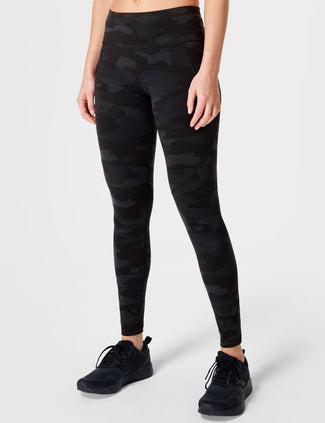 Power Gym Leggings - Ultra Black Camo Print