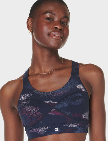 Sweaty Betty Power Medium Support Sports Bra - Blue Spray Camo Printimages3- The Sports Edit